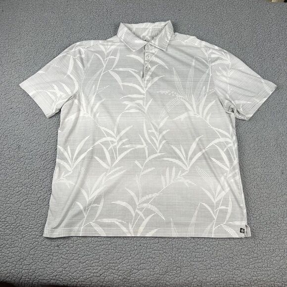Nat Nast Polo Shirt Adult Large Grey Floral Golf Hawaiian Short‎ Sleeve Men - Picture 1 of 9